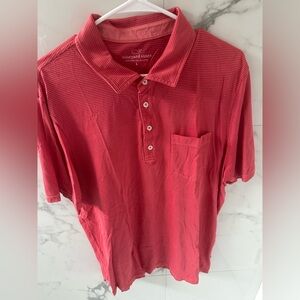 Vineyard Vines Men's Striped Red Polo Shirt